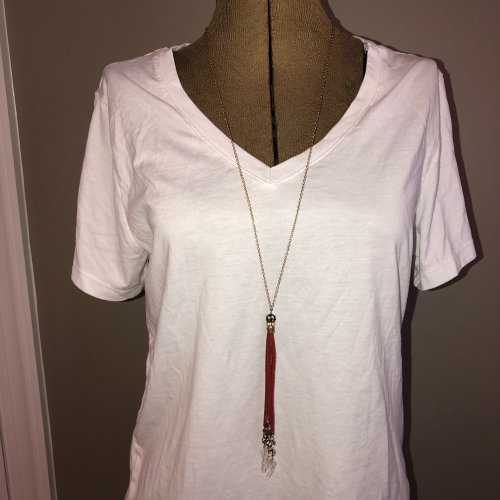 Simply Noelle - Long Crystal Tassle Necklace in Burgundy